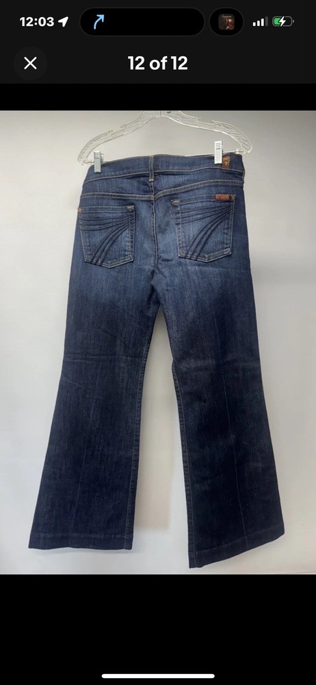 Seven For All Mankind Dojo Jeans Size 30 Low Rise Dark Wash Wide Leg Flare