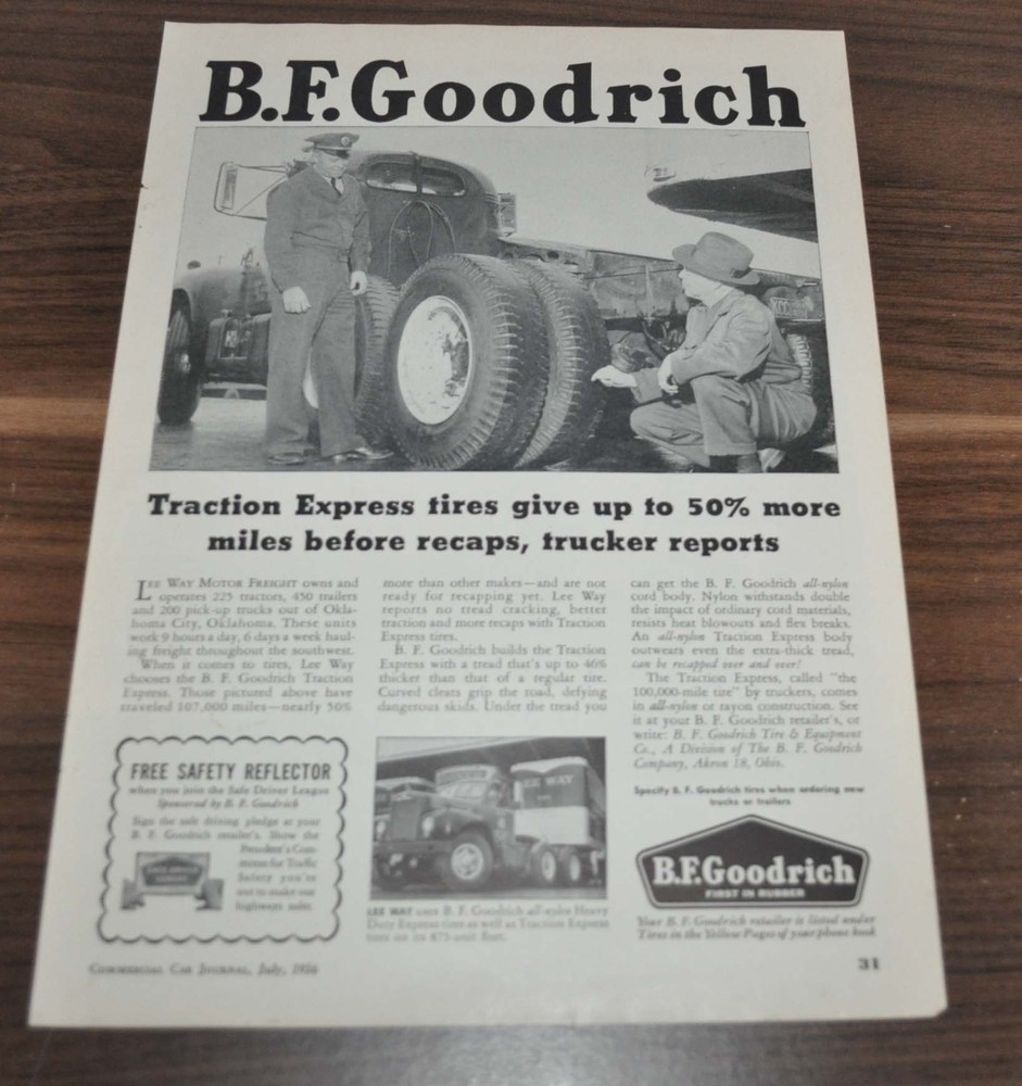 1956 Lee Way Motor Freight Goodrich Tire Mack B Truck Ad