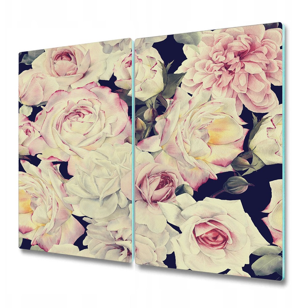 Tempered Glass Worktop Saver White Roses Nighty Climate Vintage 2x30x52