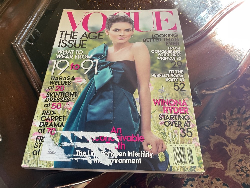 Vogue Magazine August 2007, Wynona Ryder,  Excellent Cond
