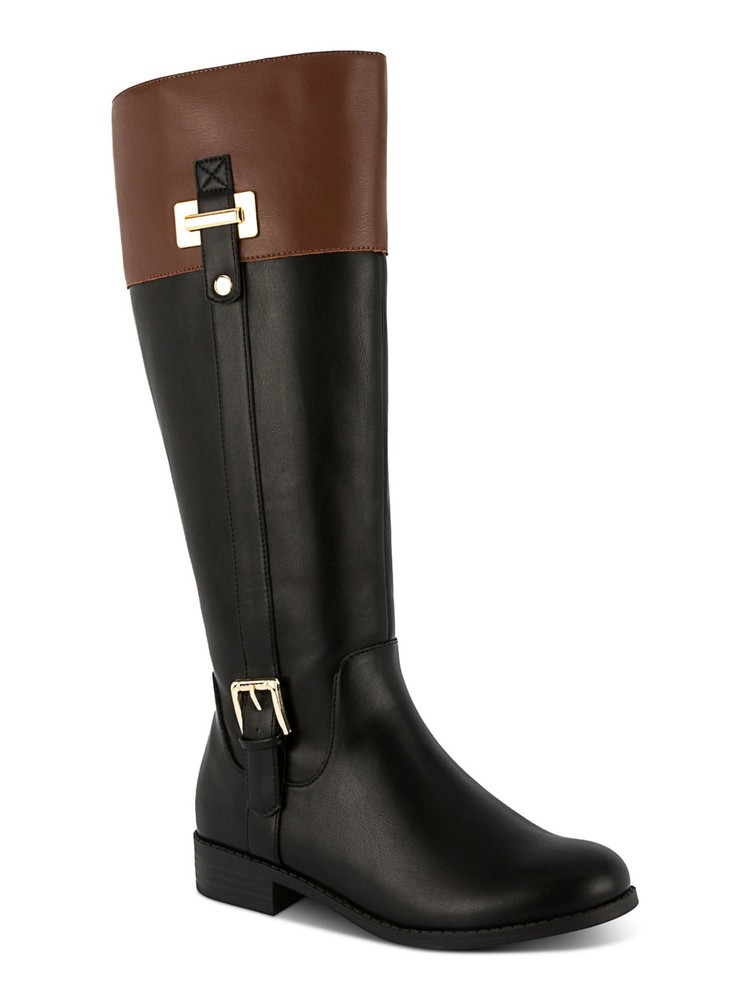 KAREN SCOTT Womens Black Goring Edenn Almond Toe Block Heel Riding Boot 9.5 W WC