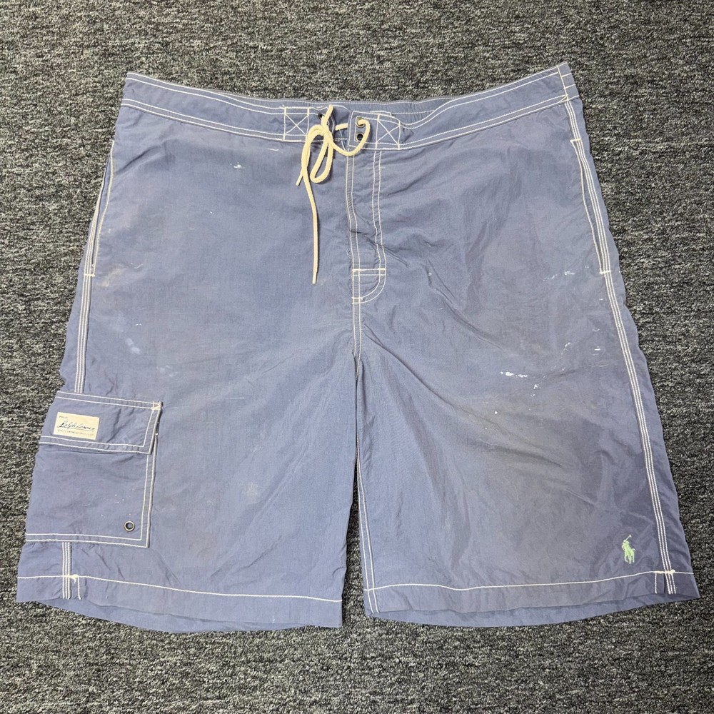Vintage 90s Polo Ralph Lauren Swim Trunks Summer Surf Shorts Mens Sz XL Blue