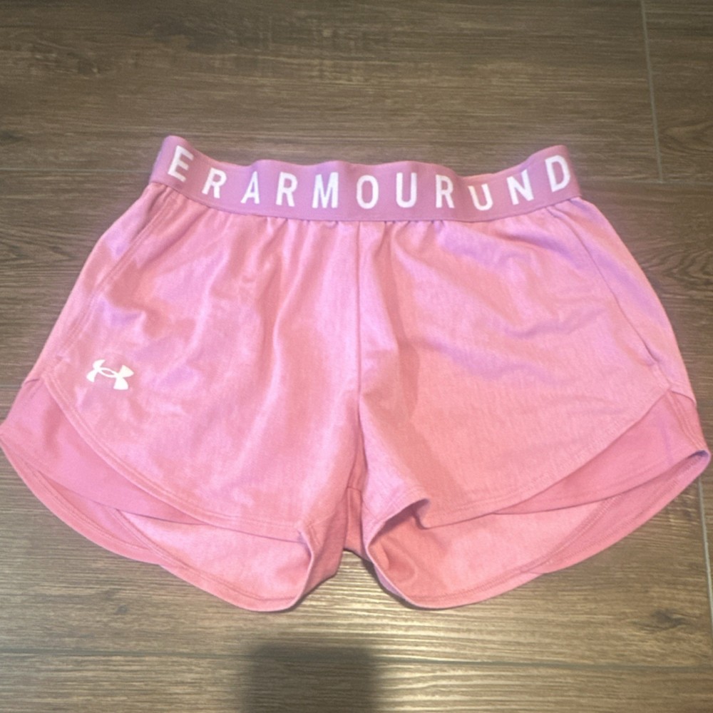 Under Armour Women’s Pink Solid Athletic Activewear Shorts, XS, Elastic Waist