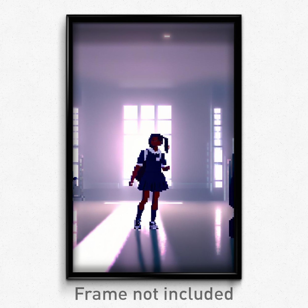 Pixel Art Poster - White Middle School (8 Bit Psychedelic Video Game Print)