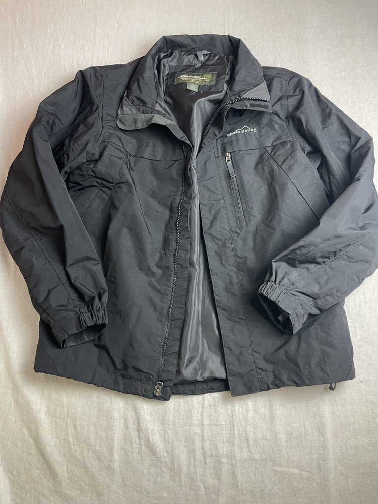 Eddie Bauer WeatherEdge Black Men M Full Zip Gorpcore Outdoor Performance Jacket
