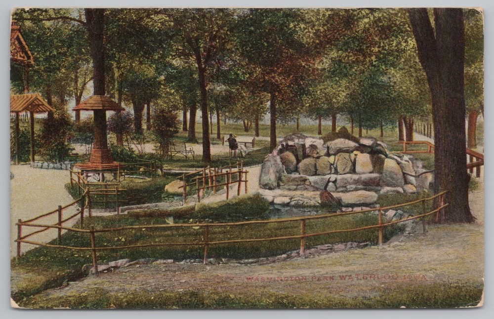 State View~Waterloo Iowa~Washington Park~Vintage Postcard