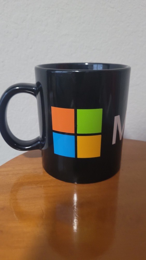 Official Microsoft Logo Black Ceramic Coffee Mug Cup Tech Corporate Promo Swag