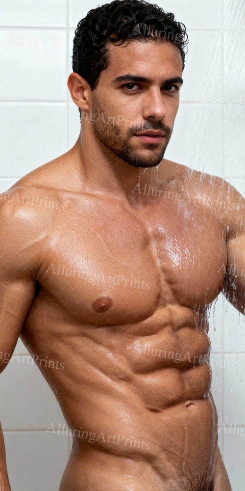 Male Model Photo Print Muscular Handsome Jock Shirtless Hunk College -G382