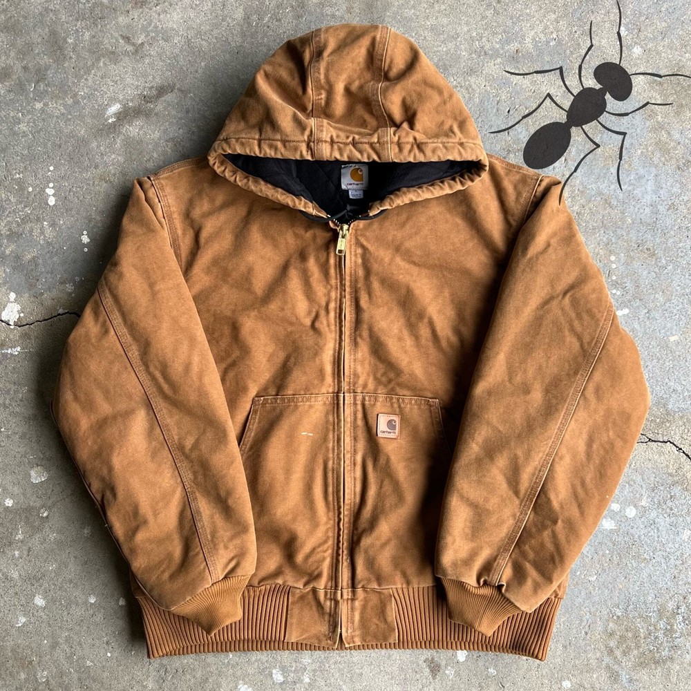 Vintage Y2K Brown Carhartt Hooded Work Jacket Heavy Duty