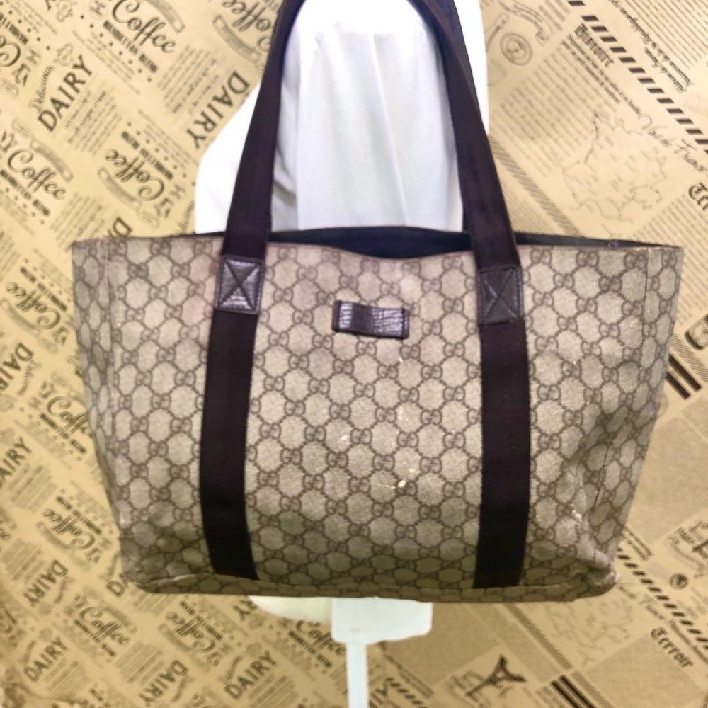GUCCI GG PVC Beige Tote Bag Authentic G07142002