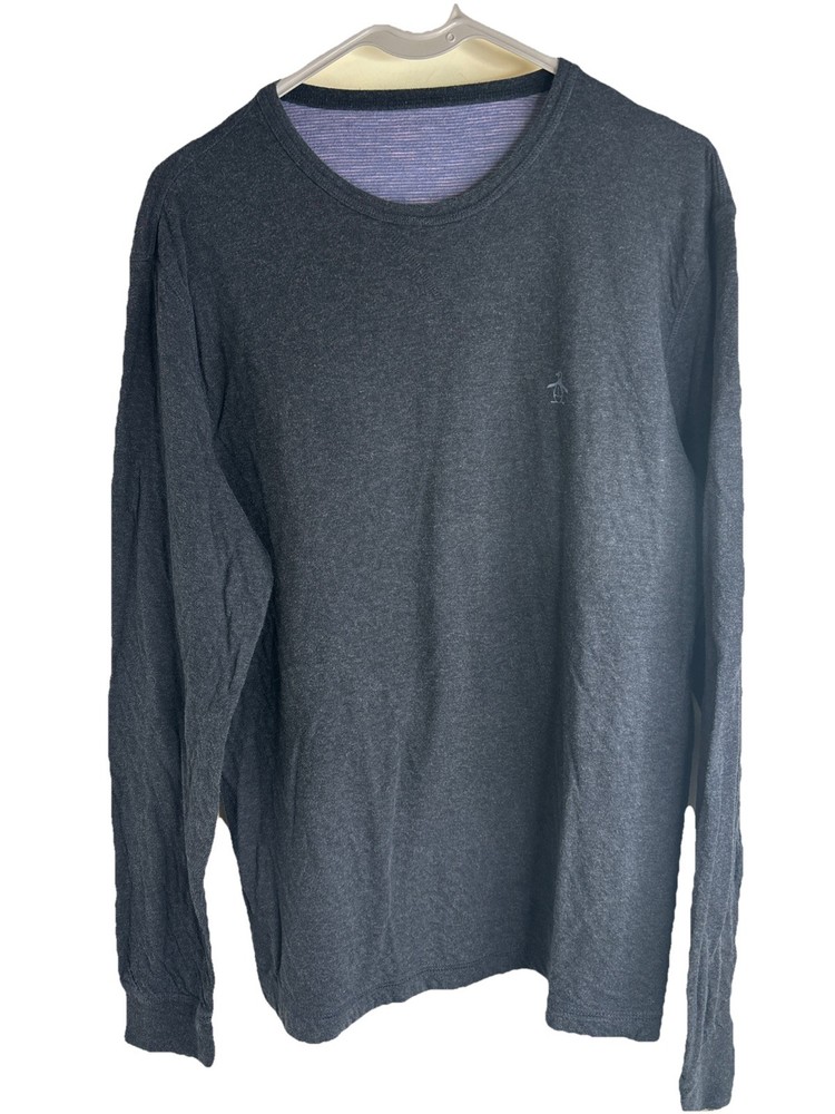 Penguin Double Layer Long Sleeve T Shirt, Navy, Mens Size L, Reversible