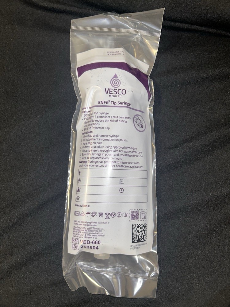 60Cc Enfit Syringe - Flattop W/Trans Connection - Enteral / Oral 60Ml Feeding Sy