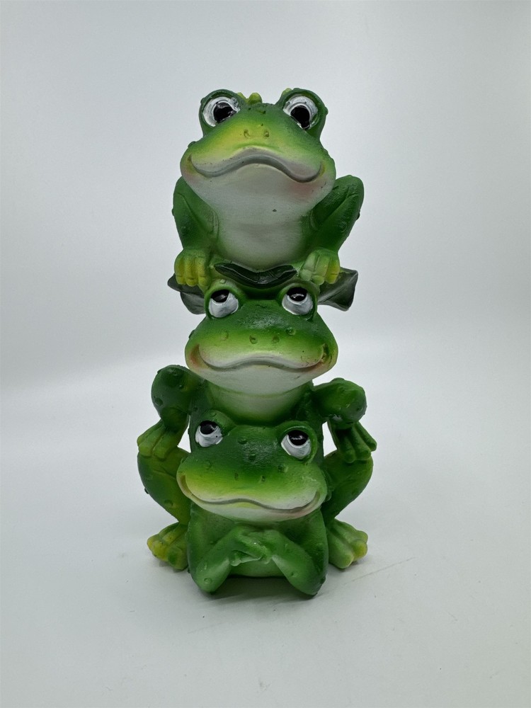 Whimsical Stacked Frogs Statue Garden Yard Home Decor Figurine Welcome Toad