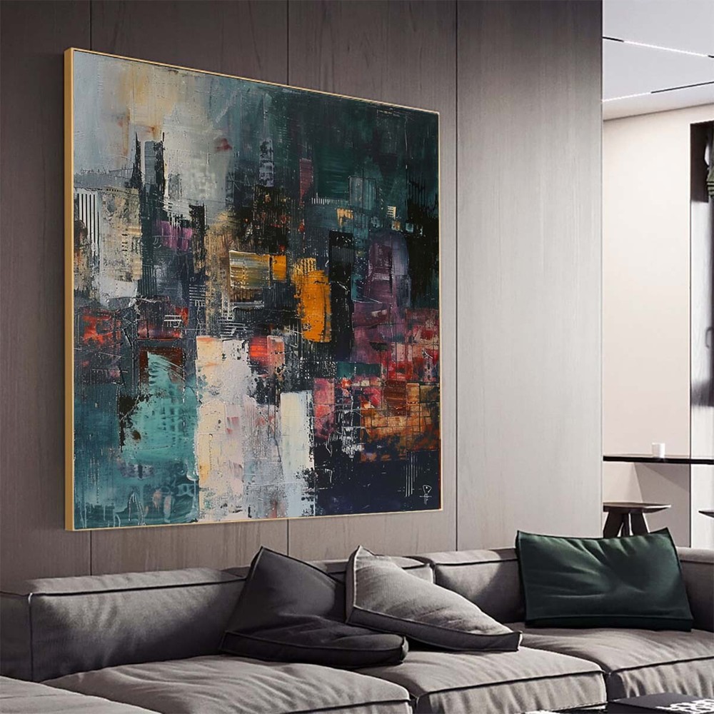 city Abstract Handpainted Knife Oil Painting On Canvas Wall Art Home Decoration