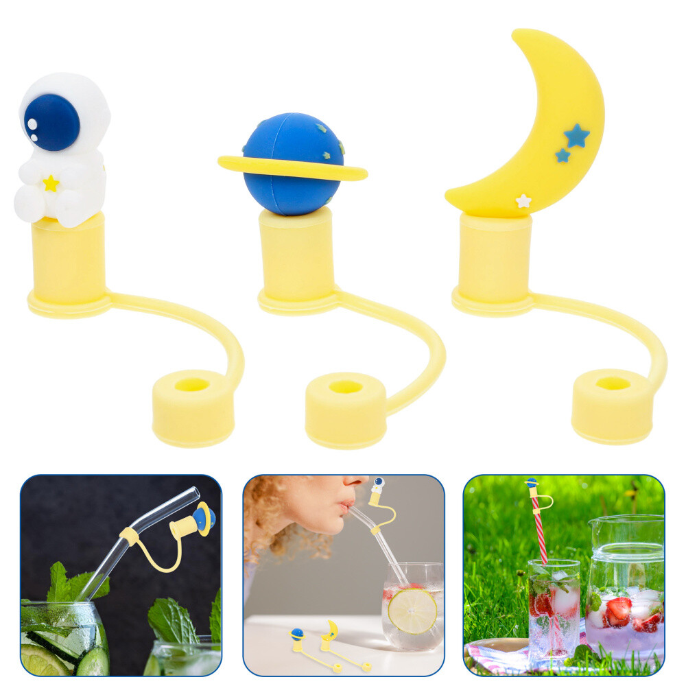 3 Pcs Dispenser Doll Straw Stopper Tip Covers for Bottles Reusable Lids Child