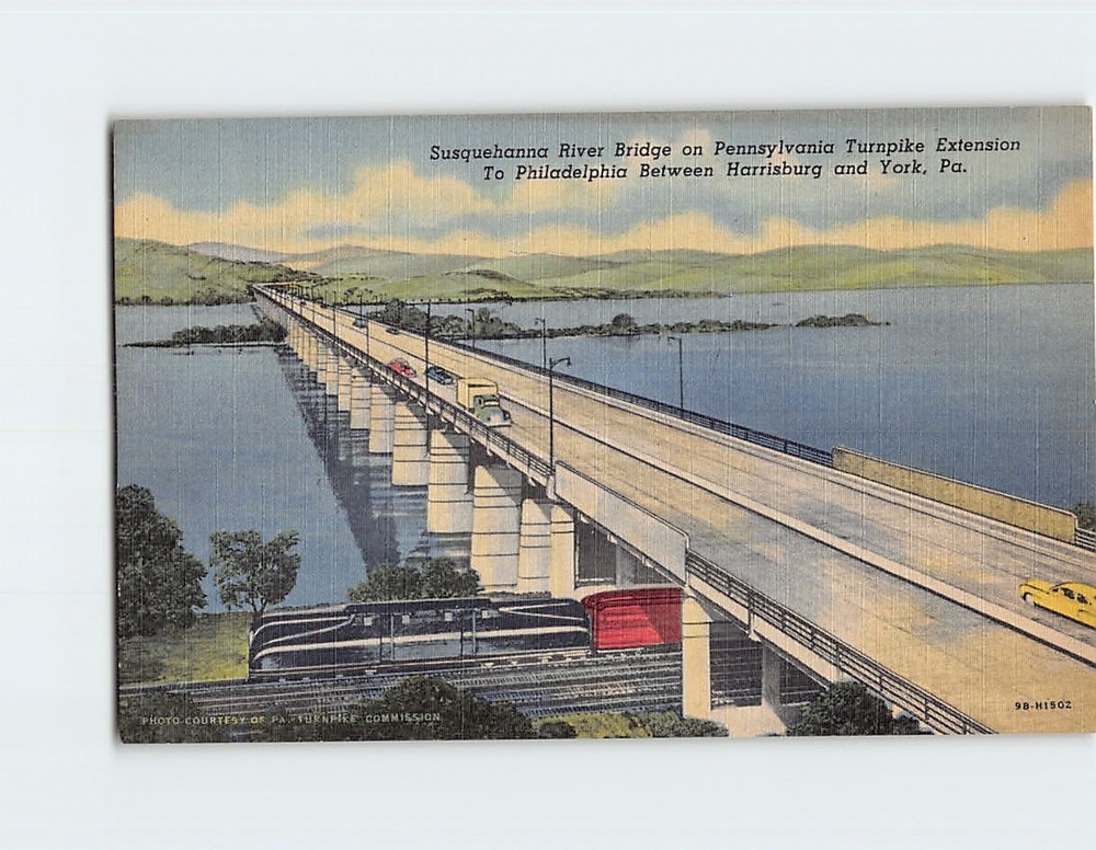 Postcard Susquehanna River Bridge Pennsylvania Turnpike Extension USA America