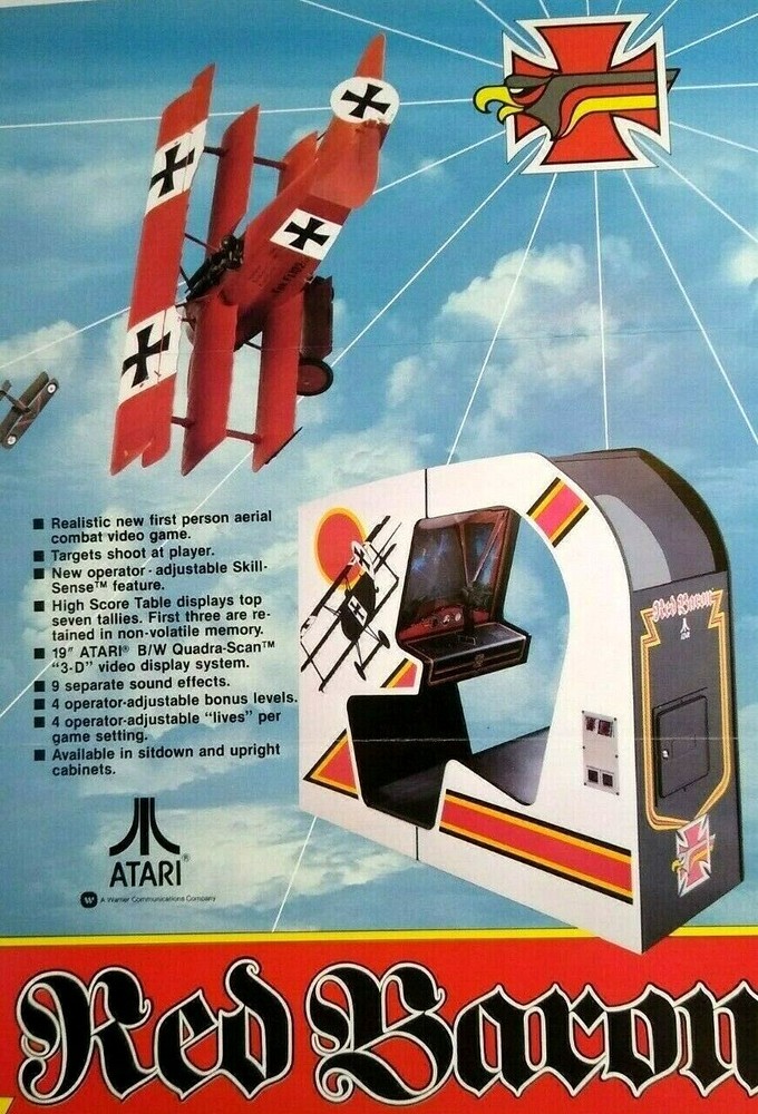 Red Baron Arcade FLYER Original 1981 Retro Game Video Paper Artwork Air Planes