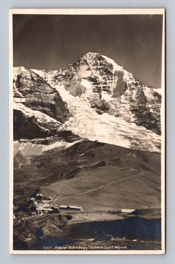 Switzerland- Kleine Scheidegg Mountain Pass Monch Mountain Old Vintage Postcard