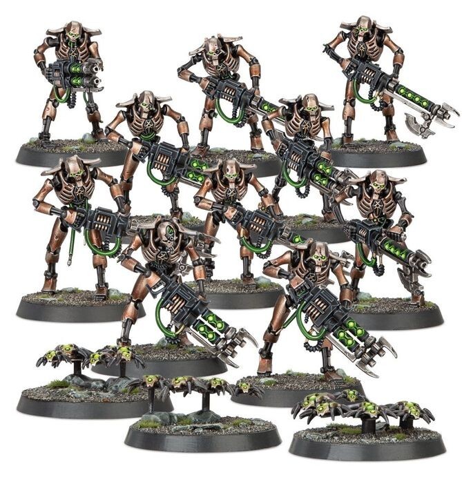 Necron Warriors (10) with Canoptek Scarabs (3) New on Sprue--Warhammer 40K