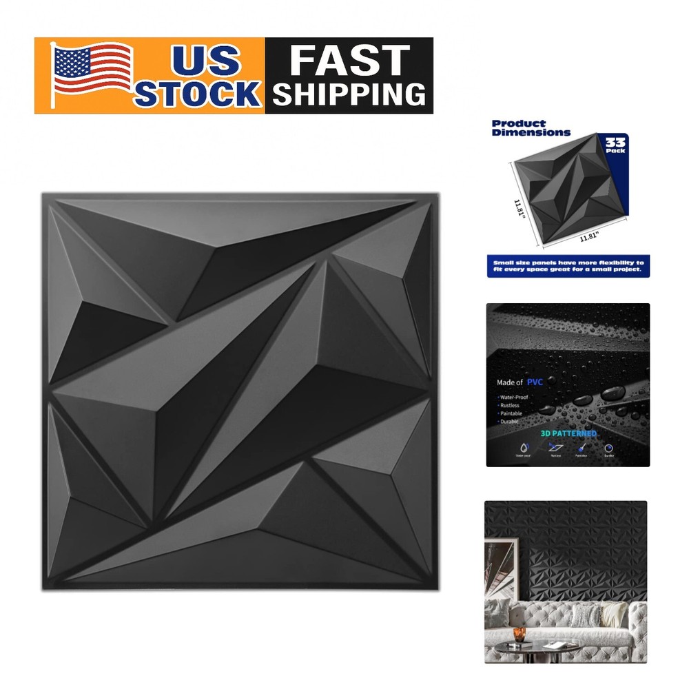 3D PVC Wall Panels – 33 Diamond Textured Tiles for Elegant Home Makeover