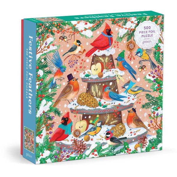 Festive Feathers 500 Piece Foil Puzzle, Game by Galison, Brand New, Free ship...