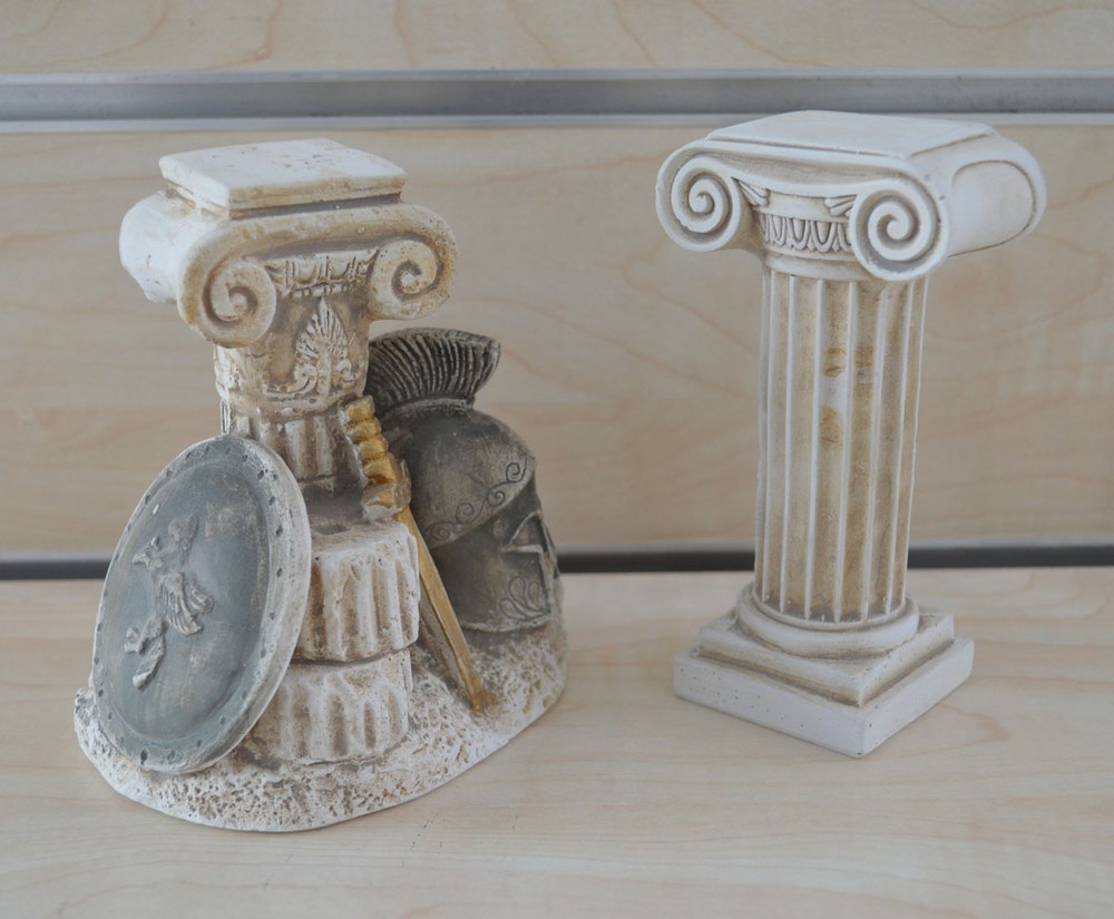 Weapons and Ionic column sculpture set artifacts