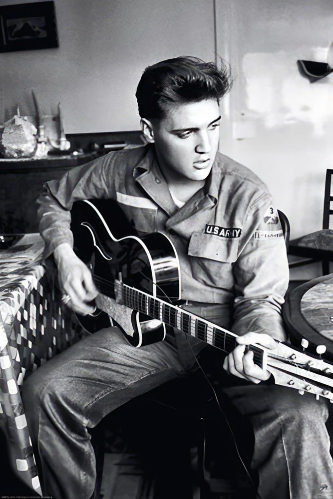 Elvis Presley - Personality Poster (Playing Guitar - US Army Shirt) (24