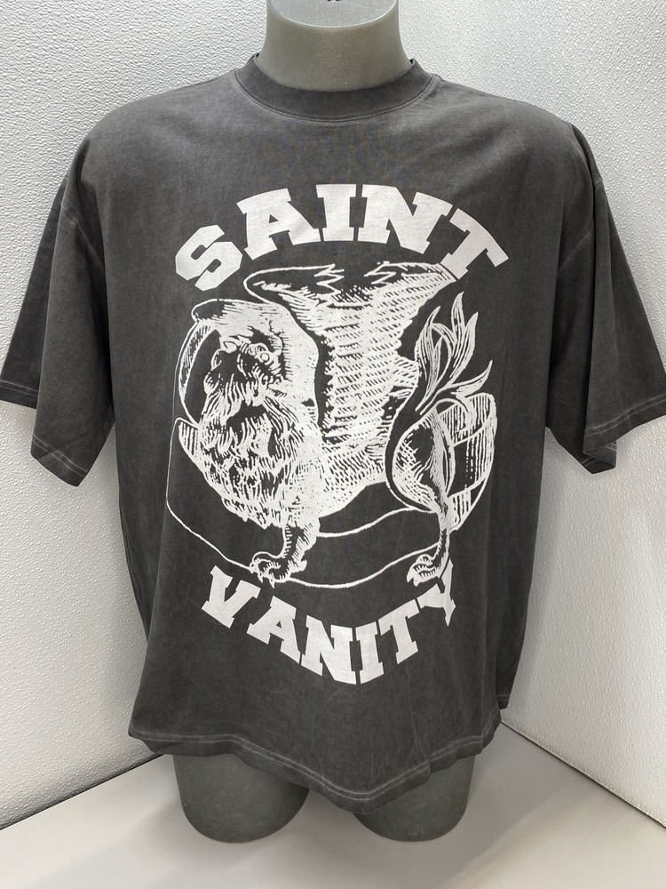 Saint Vanity Mens T-Shirt Grey/White Size XL Griffin Logo Vintage Short Sleeve