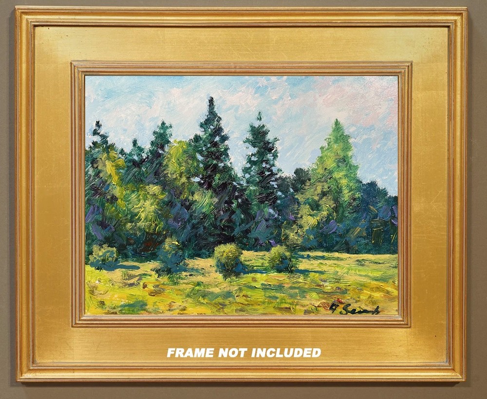 Original Impressionist Landscape Oil Painting Forest Trees Signed Artwork Decor