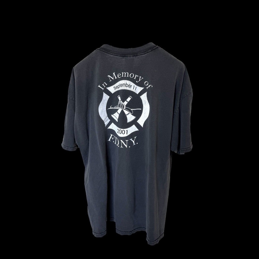 Vintage FDNY Shirt Mens XXL 9/11 Firefighter Black Faded Memorial 2001