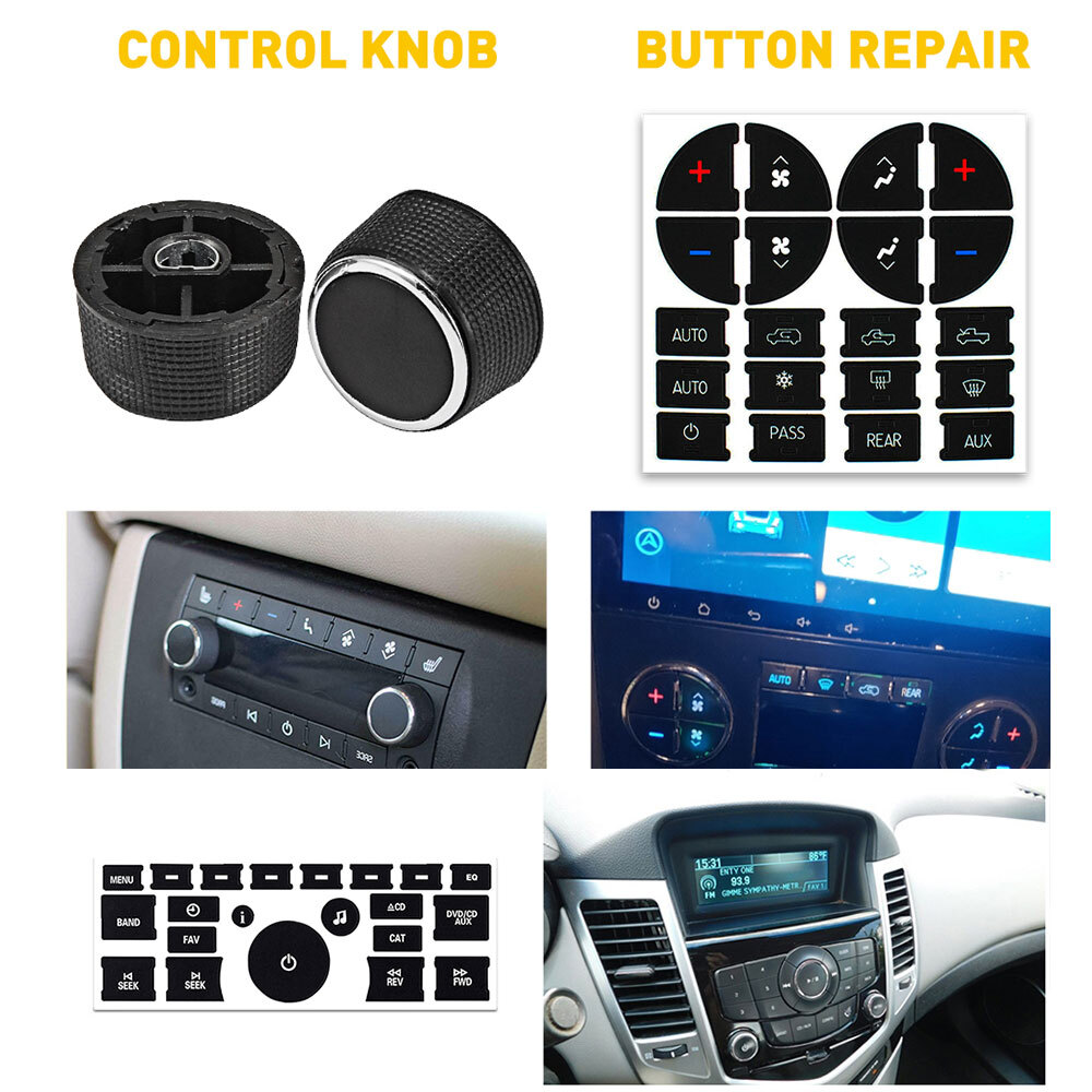 Rear Radio Volume Control Knob Radio A/C Control Climate Button Stickers Kit