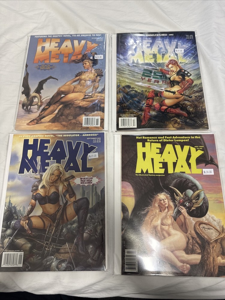 Heavy Metal Magazine Lot 4 Issues From 1989, 2002, 2003 Sci-Fi High Grade