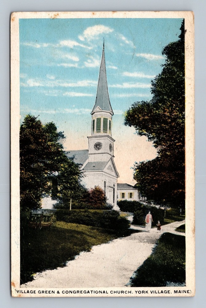 Vintage York Village Maine Congregational Church Postcard c.1910