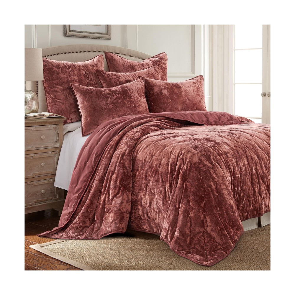 Levtex Home - Abruzzi Full/Queen Quilt - Persimmon/Rust - Velvet - Dot Stitch...-image