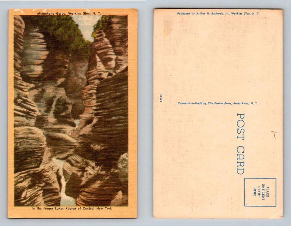 Watkins Glen, NY-New York, Minnehaha Gorge Rock Formations Vintage Postcard
