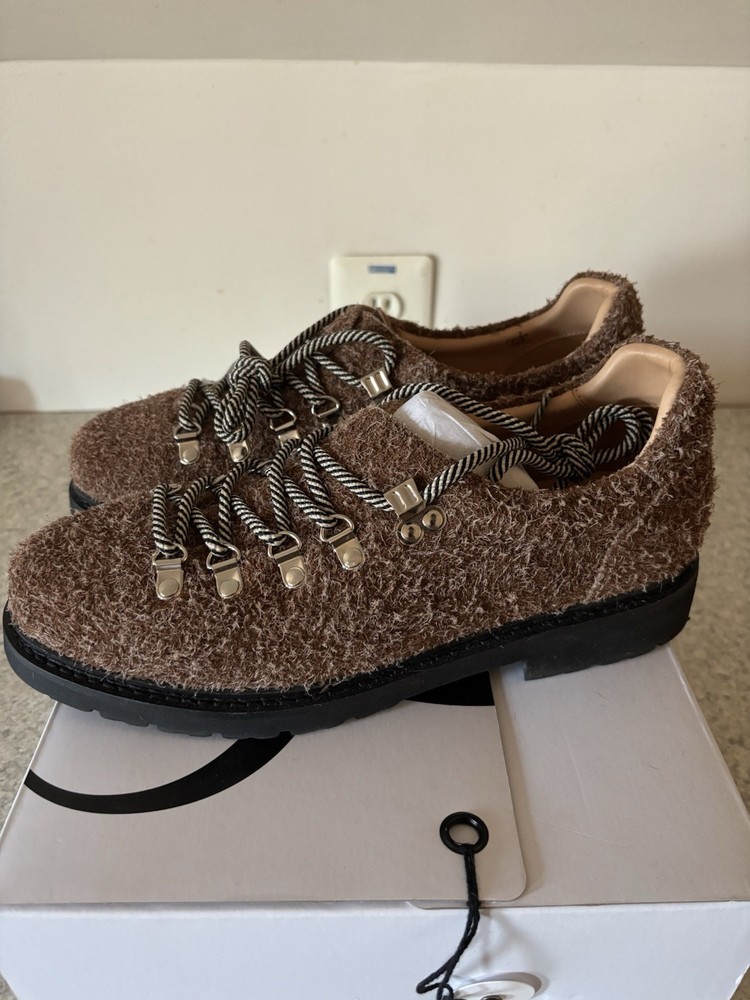 Cricle Cage Brown Leather Derby Men's Shoes Lace Metal Eyelets EU 42 Casual