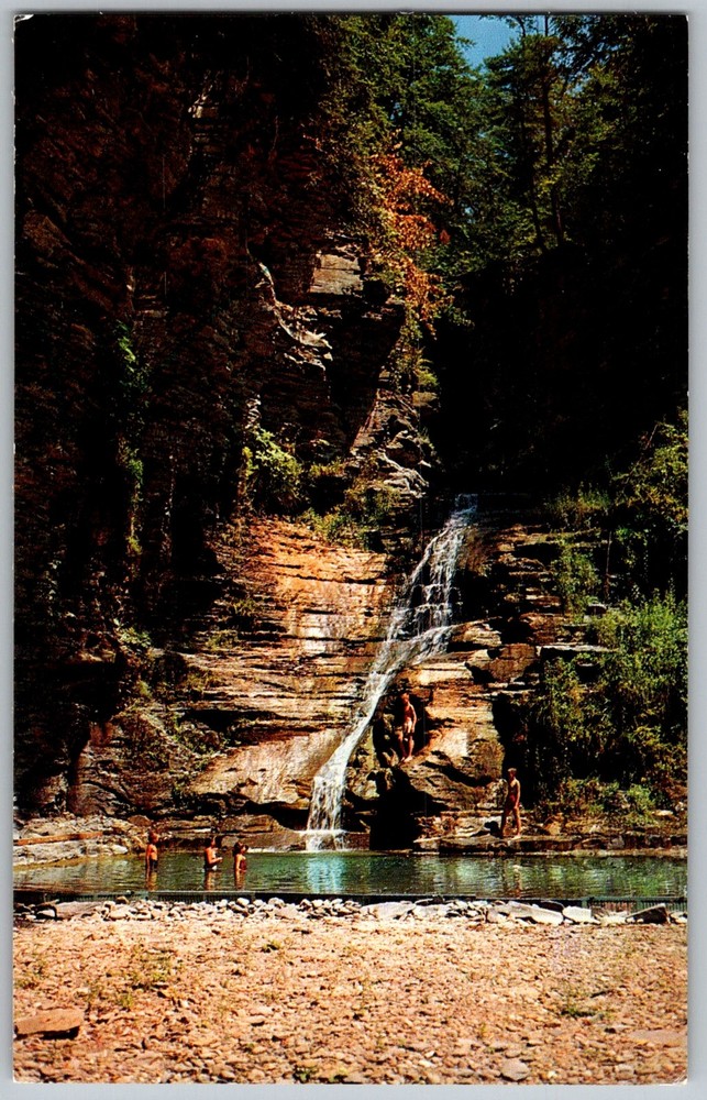 Vtg Postcard Gleneldridge Waterfall Watkins Glen, NY 1950s