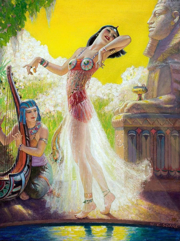 Egypt Dance Girl Woman Pyramid by W. Soare Tile Mural Kitchen Backsplash Ceramic