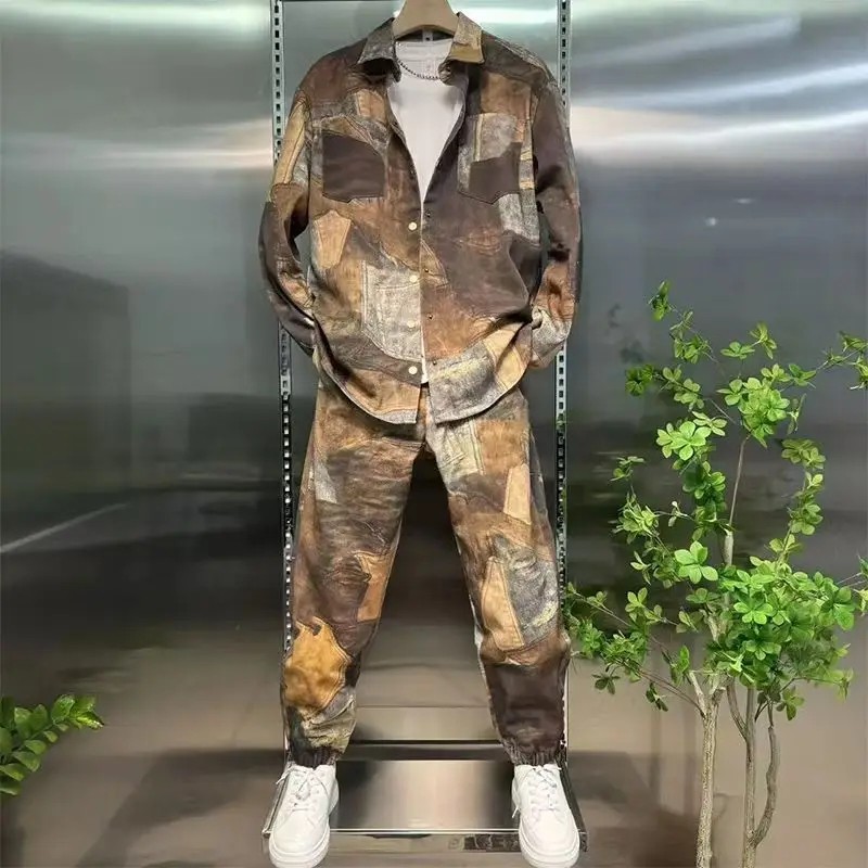 Luxury Men Shirt and Trousers Suit Trendy Casual Two-Piece Set Fashion Coat