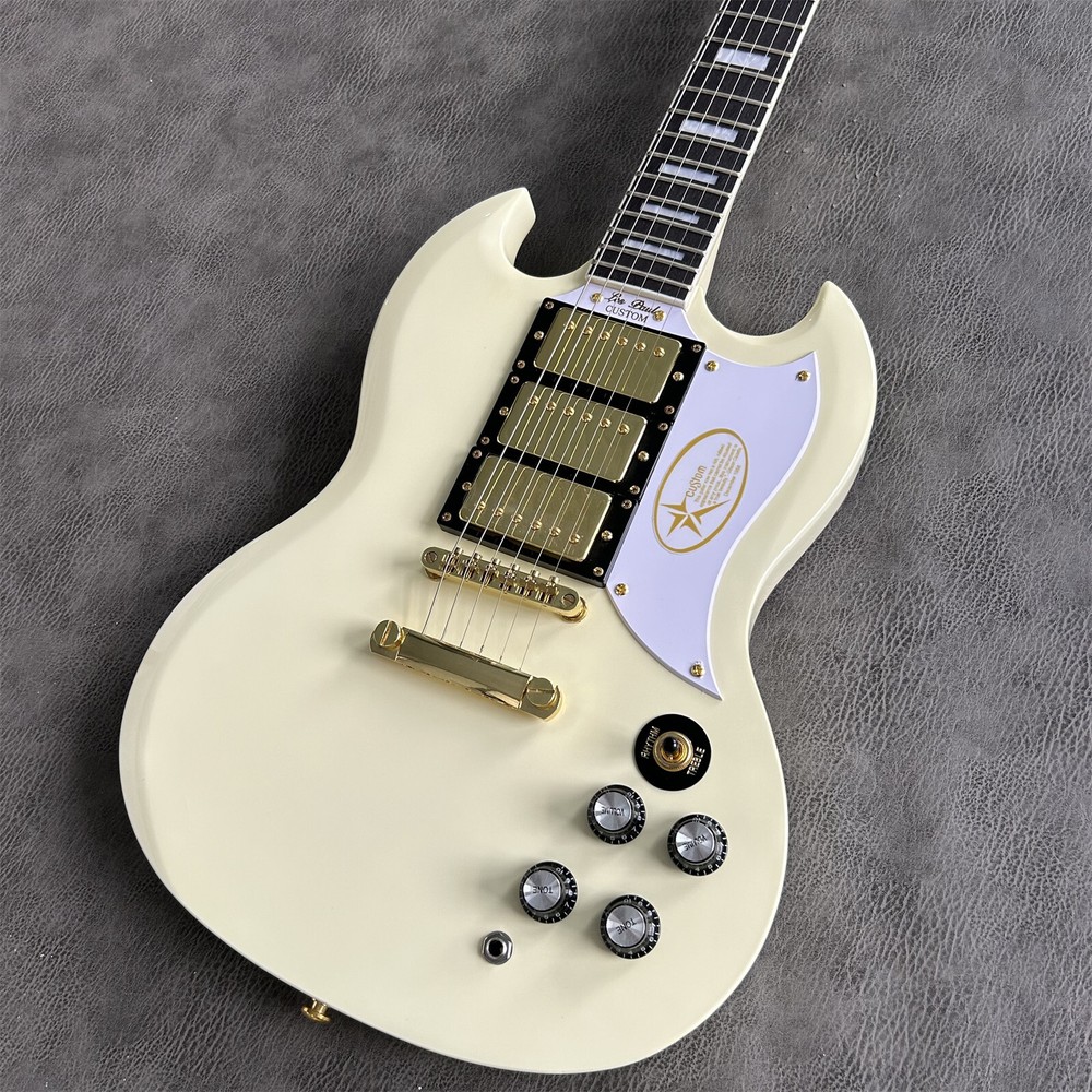 Custom 6String SG Electric Guitar HHH Pickups Solid Body Gold Hardware Hot Sale