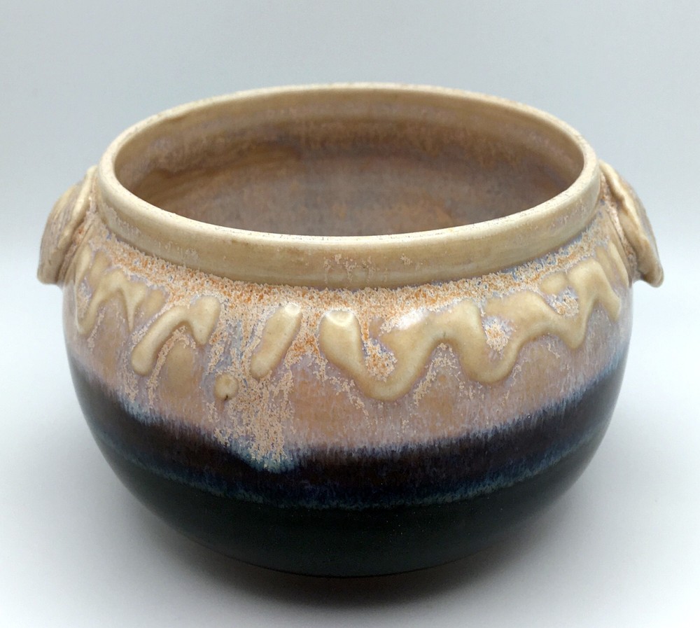 Vintage Studio Art Pottery North Carolina Bowl Seashell Artist Signed