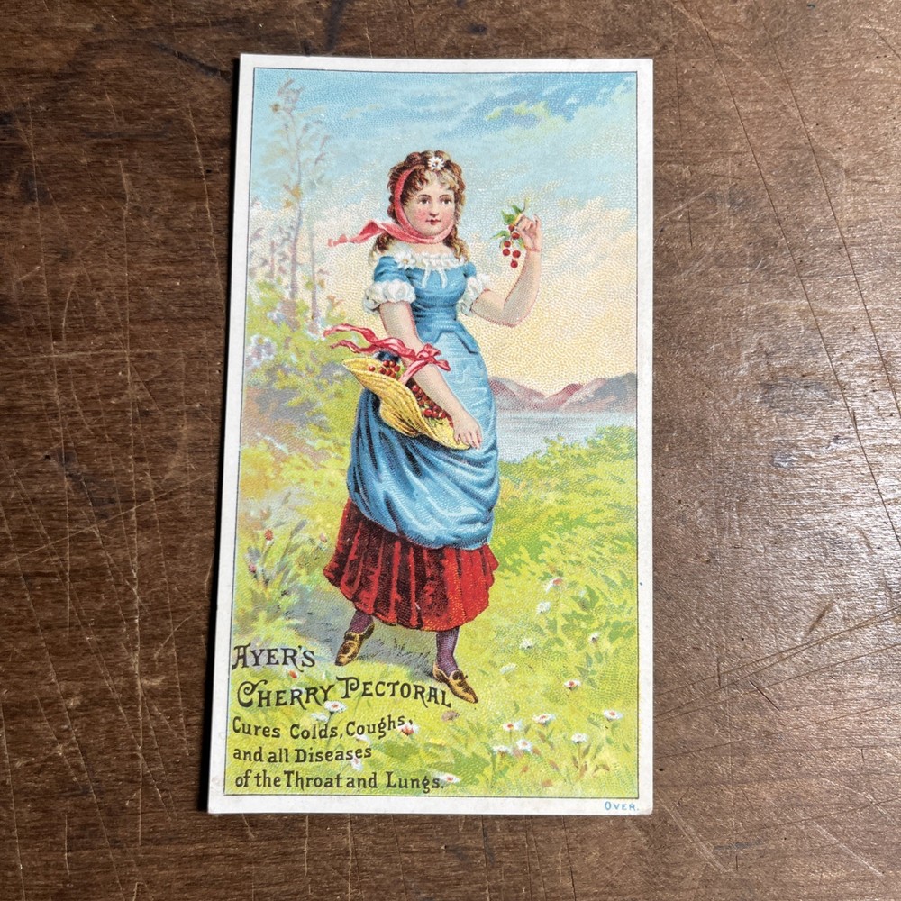 Antique Victorian Trading Card Ayer's Pills Cherry Pectoral Lowell Mass -- B1
