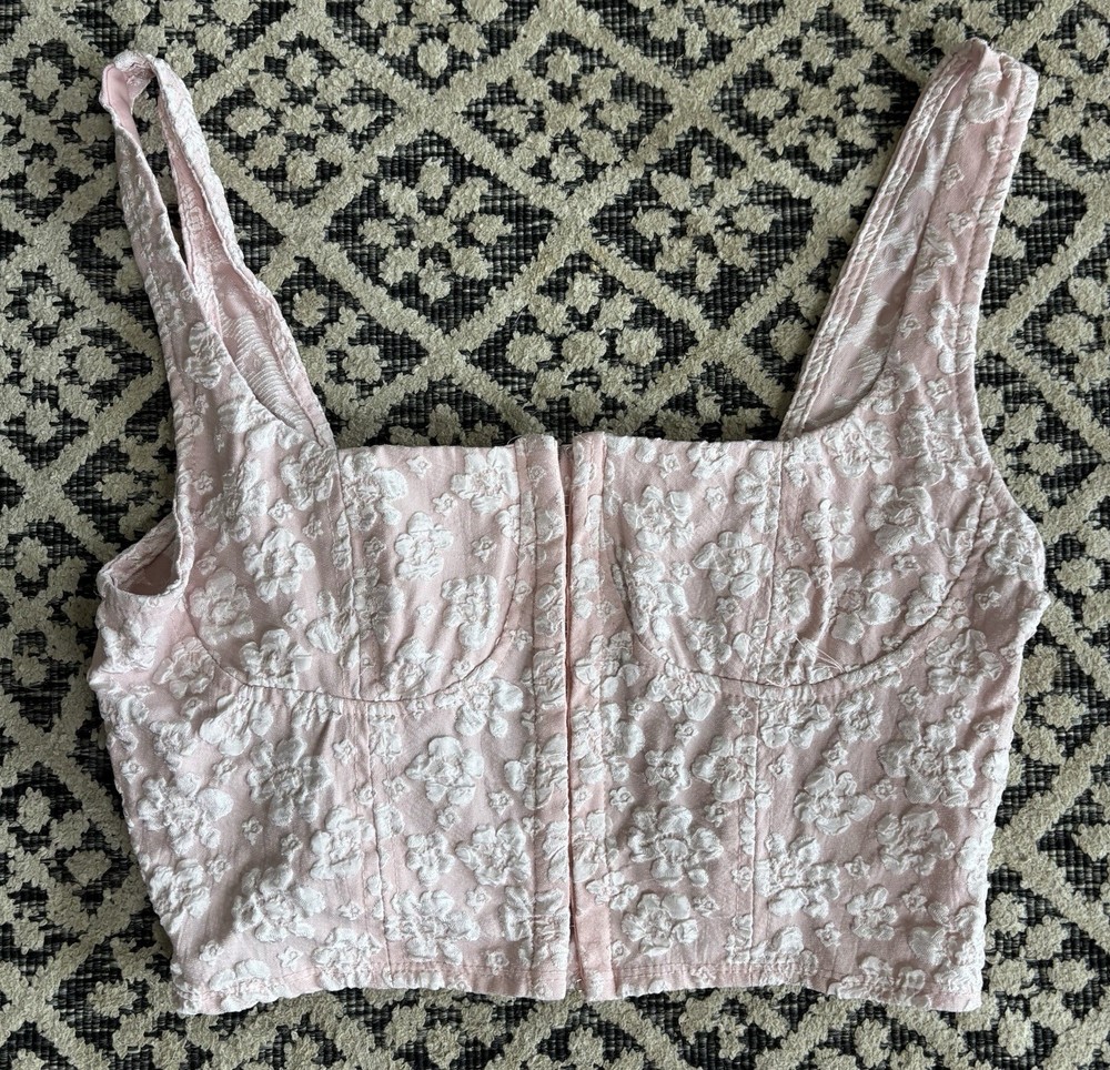 Wild Fable Pink Floral Cropped Tank Womens Small