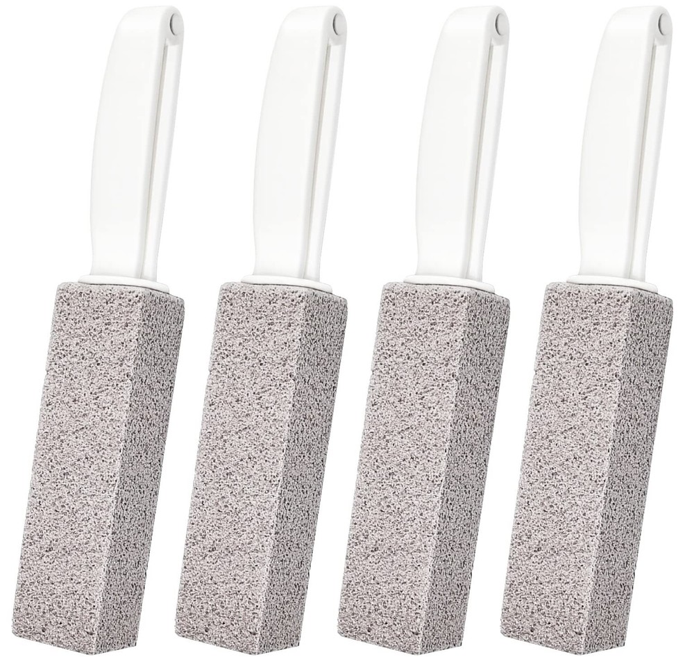 Pumice stone scouring stick with handle removes lime from toilet bowl