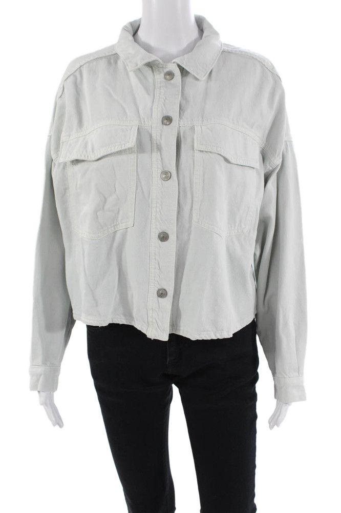 Zara Womens Cotton Long Sleeve Collar Button Top Blue Size SFree Shipping in US $100+ Orders | $6.95 Orders Below