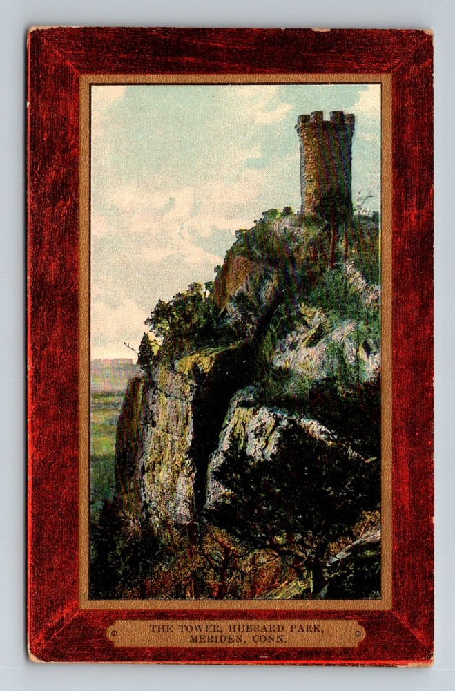 Meriden, CT-Connecticut, The Tower Hubbard Park Cliff View Vintage Postcard