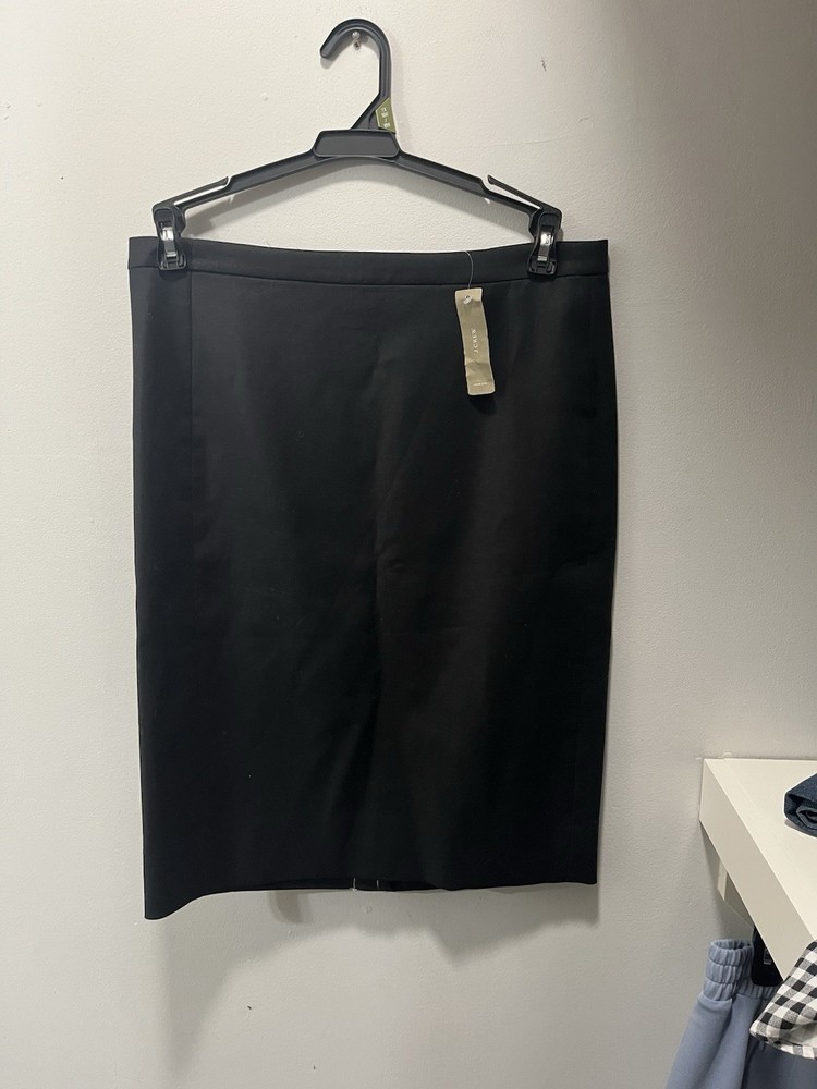 J.Crew Women's Black Straight Pencil Skirt Size 8 Cotton Blend Lined Woven Zip