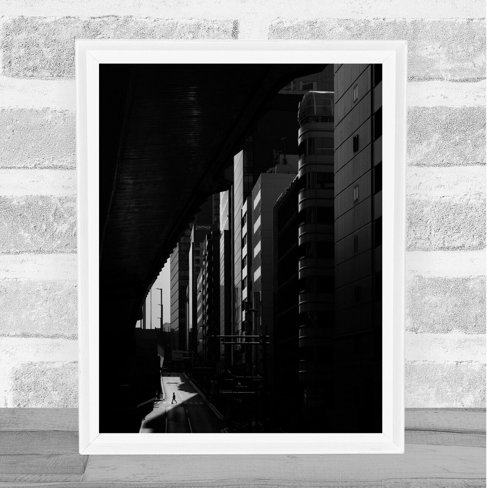 Street Tokyo Silhouette Asia Japan Figure Cityscape City Wall Art Print