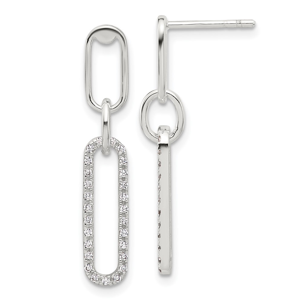 Sterling silver E-coated cubic zirconia dangle earrings 1.95g
