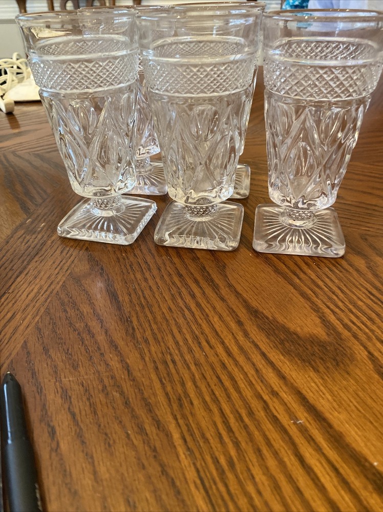 Set Of 5 Vintage Imperial Glass Cape Cod square Foot Juice Tumbler